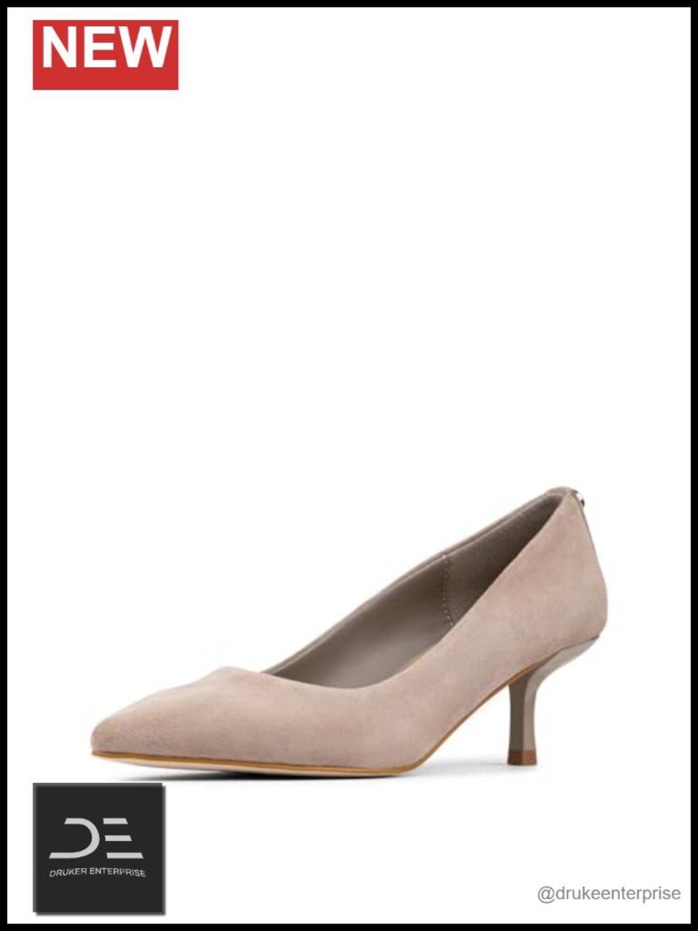 Kitten Heel Pumps, Pointed Toe, Suede, Memory Foam Insole